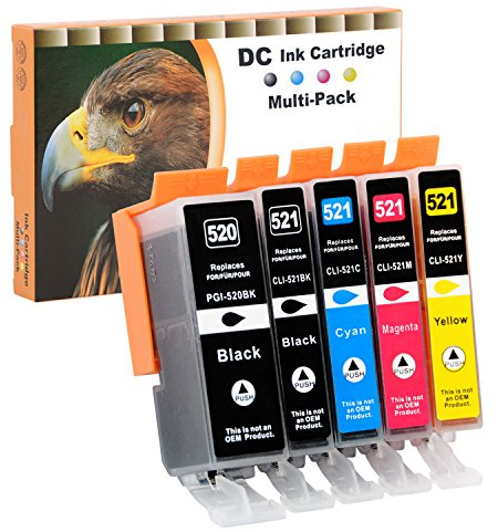 D&C 5 Druckerpatronen komp. für Canon PGI-520 CLI-521 Pixma iP3600 iP4600 iP4700 MP540 MP550 MP560 MP620 MP630 MP640 MP980 MP990 MX860 MX870