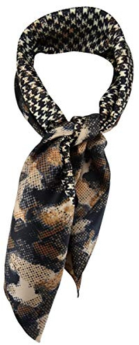 TigerTie Damen Nickituch Halstuch in braun schwarz orange creme gemustert - Größe 60 x 60 cm