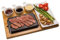 1 x HIGOSHI Bull Engraved Bamboo Board 7 Piece Meat, Fish, Veg or Steak Cooking Hot Stone Set - Sizzling Hot Plate with Spoons
