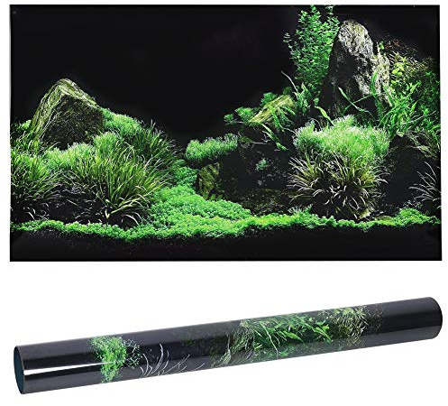 Zerodis Aquarium Poster, Meeresboden Wasser Gras Aquarium Hintergrunddekoration 3D PVC Selbstklebende Aquarium Wallpaper Aufkleber für Aquarium Aquarium Dekoration(122 * 46cm)