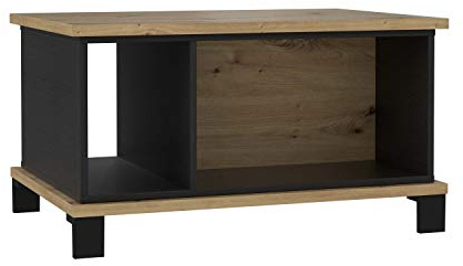 FORTE Trondheim Couchtisch, Holzwerkstoff, Artisan Eiche kombiniert mit Schwarz Eiche, 44,6 x 80 x 55 cm