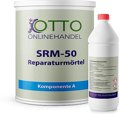 SRM-50 2K Reparatur-Mörtel 5kg I Fugenmörtel-Set aus Epoxidharz mit Härter I Für innen & aussen I Spachtelmasse aus Giessharz für Beton, Holz, Estrich, Metall, Fliesen