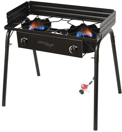 Flame King 200,000 BTU Propane Burner Gas Stove Heavy Duty Turkey Fryer/Camp Cooker, Portable with Stand Great for Outdoor Cooking, Home Brewing & Canning