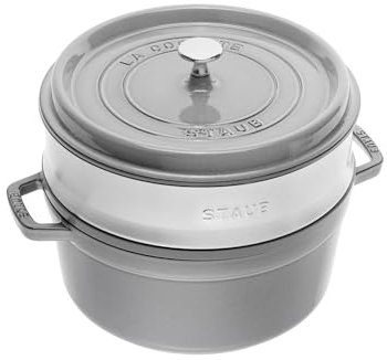 Garnek żeliwny okrągły z wkładem STAUB La Cocotte 40508-819-0-3.8 ltr. grafitowy