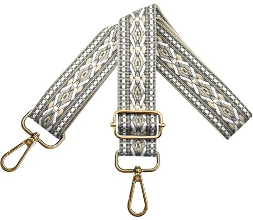 Verstellbarer Schultergurt für Taschen Damen Tragegurt, Taschengurte zum Wechseln, Taschengurt Breit 3.8cm mit Gold Karabiner, Schulterriemen für Schultertasche Handtaschen, Grau, N35