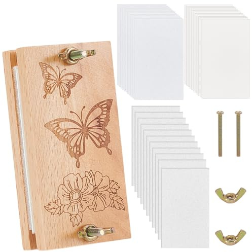 GOMAKERER Flower Press Kit, 8 Layers Wooden Leaf Plant Pressing Kit with Tools Small Botanical Press for DIY Flower Arts, 3.94x1.95x0.33 Inch