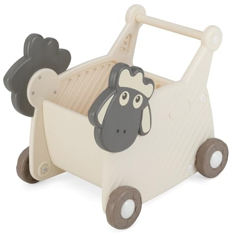 RELAX4LIFE Girello Primi Passi in Legno 2 in 1 per Bambini, con Maniglia e Grandi Ruote, Giocattolo a Forma di Elefante per Ragazzi e Ragazze di 3+ Anni, Montaggio Facile (Modello 2)