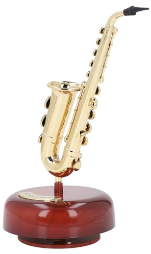 Box Musicale di Strumenti Musicali Vintage, Scatola Musicale Che Guida Orologio con Dettagli Intricati per Soggiorno, Ufficio, Negozio (Sassofono rotante)