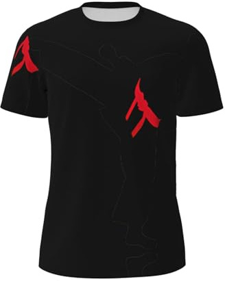 WYCZHY Karate Boy Cintura Cambiabile Colore Uomo Manica Corta T-Shirt Leggera Corsa Allenamento Atletico Palestra Camicie per Formazione, Nero , M