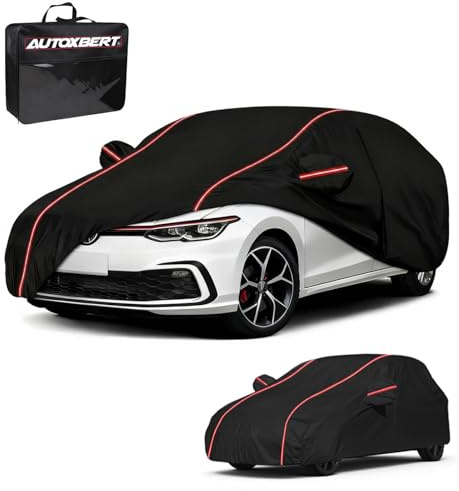 Auto Abdeckplane Vollgarage All Weather Staubdicht Autoabdeckung Outdoor | Wetterfest Autoplane Car Cover mit Reflektierenden Streifen für Schrägheck(415 bis 450cm), 450x183x150cm