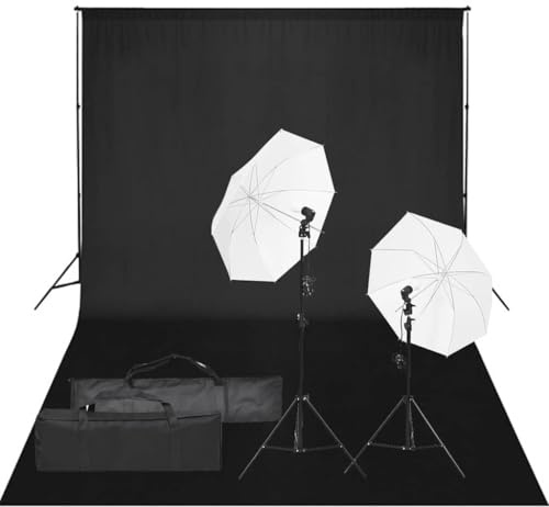 Kaloriko Fotostudioset med belysning och bakgrund, LED-dagsljuslampor 5 500 K 13 W, aluminiumstativ 78–230 cm, mjuka skärmar 84 cm, dimbar, för fotografering, streaming, vlogging, porträtt