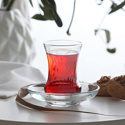 Pack of 6 Turkish Tea Curved Glasses Heavy Base 10.5CL
