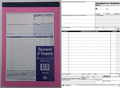 BLOCCO DOCUMENTI DI TRASPORTO FATTURE 2 COPIE 50 MODULI AUTORICALCANTI DUPLICE COPIA F.TO A4