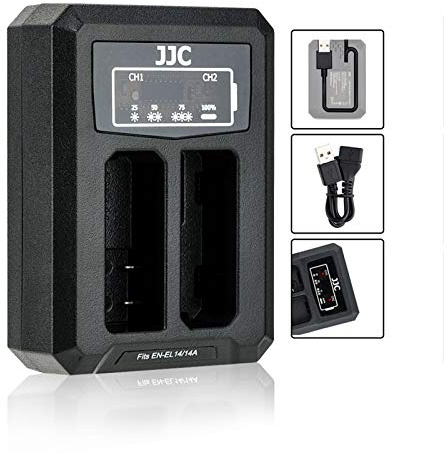 Doppel-USB-Ladegerät für Nikon Digitalkamera D5600, D5500, D5300, D5200, D5100, D3500, D3400, D3300, D3200, D3100, DF für Nikon EN-EL14/EN-EL14A Akku