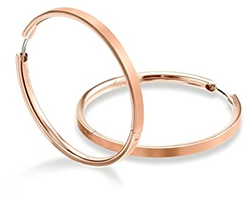 Boccia Scharnier-Creolen aus poliertem roségoldplattierten Reintitan, in der Farbe: Roségold, Maße: Durchmesser: 40 mm, 0508-10