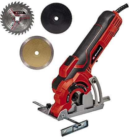 Einhell Mini-Handkreissäge TC-CS 89 (600 Watt, einfache, werkzeuglose Einstellung der Schnitttiefe bis 27 mm, Spindelarretierung, TCT Sägeblatt, Parallelanschlag)