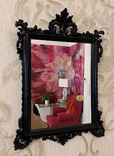 artissimo Wandspiegel Schwarz Barock Antik Rokoko 36x24 Flurspiegel Badspiegel Wanddeko Prunkspiegel C12 M