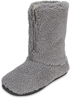 Polar Men’s Memory Foam Slipper Boots - Fleece-Lined Indoor Outdoor House Shoes - Non-Slip Sole & Funny Quote Outsole Detail - Warm Winter Sherpa Bootie Style - Grey - UK 9