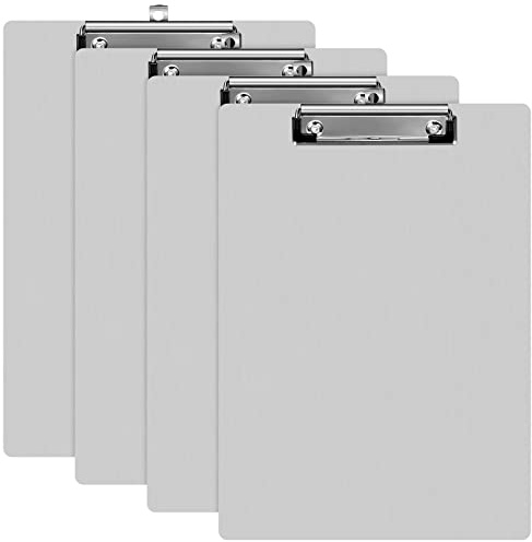Epakh 4 Pieces Clipboard Bulks Metal Clipboard Aluminum Office Low Profile Clip Standard A4 Letter Size Metal Clip Board, Size 12.5 x 9 Inch