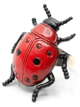 Miniblings Coccinelle Bague Bague Porte-Bonheur Coléoptère Insecte Plastique