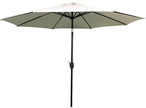 Aufun 300cm Sonnenschirm, Gartenschirm mit Kurbel, Marktschirm, UV-Schutz 40+, Gartenschirm, runder robuster Schirm für Garten, Balkon, Terrasse(Beige)