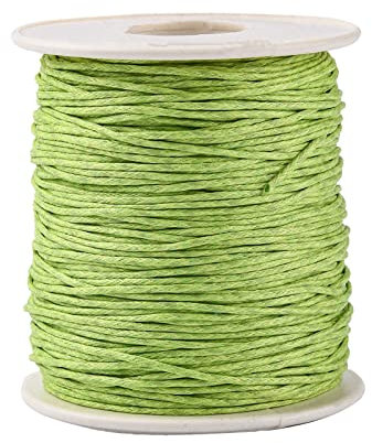 UR URLIFEHALL Cordoncino di cotone cerato macramè, 100 m, verde, giallo, 1 mm, cerato, filo per perline per la creazione di bracciali, collane, gioielli