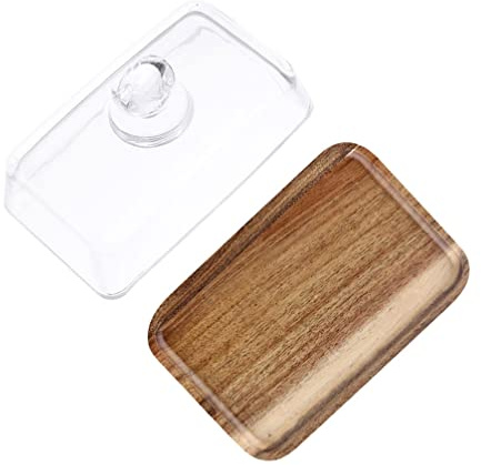 Angoily Glass Dining Tray 7 Inch Transparent Cake Plate with Dome Cover Clear Dessert Serving Platter for Home Kitchen Entertaining