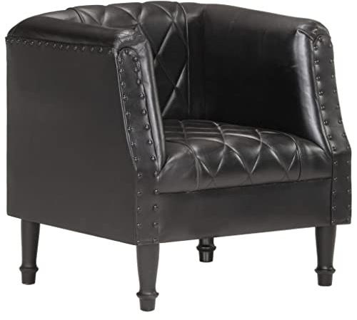 ZQQLVOO Sessel Schwarz Echtes Ziegenleder, Loungesessel, Fernsehsessel Relaxsessel, Schreibtischstuhl, Stuhl für Schlafzimmer, Wohnzimmer, Arbeitszimmer, Büro