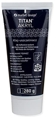 Marbet - Mastic d'étanchéité acrylique - Titane acrylique - Pour joints et colmatage des fissures - Sans solvant - Élastique - Utilisation universelle - Tube de 280 g