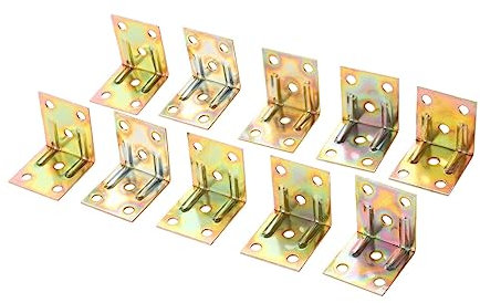PRIMUZ 50 Stück L-förmige Eckwinkel, Metall-Eckstreben, Schublade, Regal, Wandhalterung, Befestigung rechtwinkliger Ecken, Klammer, Möbelbeschläge