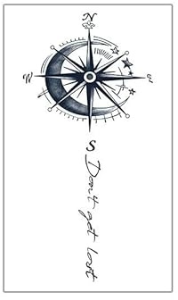 2 PCS Kompass-Saft-Tattoo-Aufkleber Pflanzliche Semipermanente Wasserfeste Nicht Reflektierende Arm-Fake-Tattoos