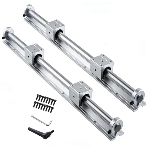 GooEquip Linearführung SBR16 1500mm 2 x Linearschienen und 4 x Lagerblöcke mit SBR16 Schienenstopper, Linearschienenlänge 1500 mm Linearschienen für 3D Drucker CNC Teile