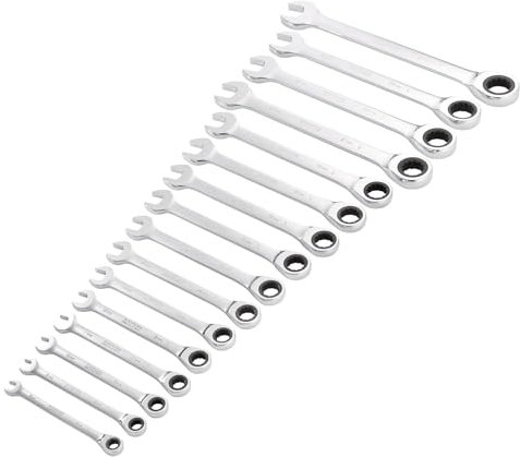 Draper 27690 HI-TORQ Metric Ratchet Combination Spanner Set (16 Piece)