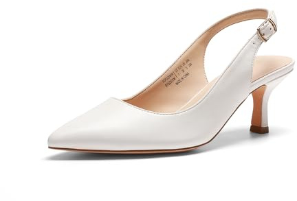 DREAM PAIRS Damen Pumps Slingback Sandalen Pumps für Damen Pointed Toe Kleid Partei Gericht Schuhe Damen Kitten Heel Hochzeit Schuhe,Size 40,Weiss-Pu,SDPU2444W