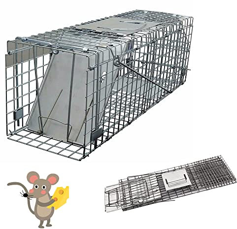 Lebende Tier Käfig Falle 61cm x 19cm x 21cm w/Eisentür Stahlkäfig Catch Release Humane Nagetier Käfig für Kaninchen, streunende Katze, Eichhörnchen, Waschbär, Mole, Gopher, Opossum