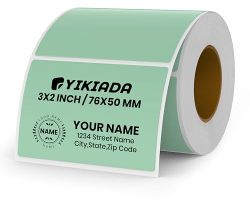 YIKIADA Grün Thermo-Etikett Vinyl 50 × 76 mm Rolle Rechteckig Selbstklebend Adressaufkleber Wasserdicht Aufkleber für Name Barcode QR Code DIY 500 Stück