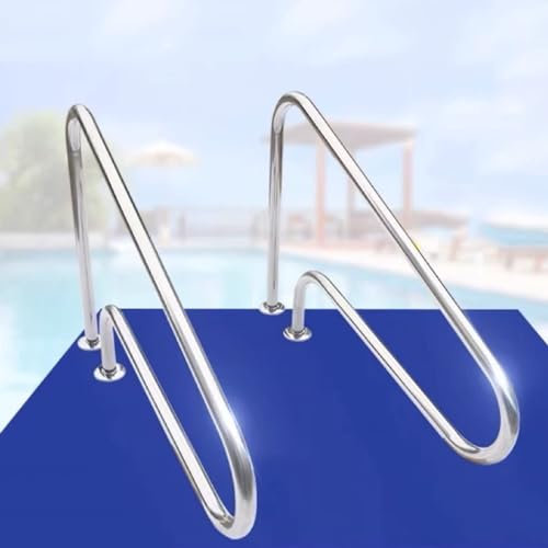 Set Mit 2 Pool-Handläufen For Den Innen- Und Außenbereich, Pool-Treppenhandlauf Aus Edelstahl Mit 3 Biegungen, Rücklauf-Deck-Handlauf Mit Schnell Zu Installierender Stützplatte Und Poolgeländer Mit Pe