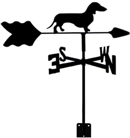 Wetterfahne für Dachgarten, Edelstahl, Dackel-Wetterfahne, Hof-Windrichtungsanzeige, langlebig, Retro-Hochzeit, Garten, Eisen-Wetterfahne, Bauernhof-Szene, Gartenpfahl, Messwerkzeug