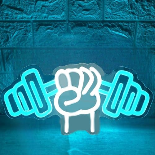 HFHungkeong Gym Neon Zeichen, Hantel LED Neon Licht für Home Gym Dekor, Dimmbare LED Gym Leuchten für Wand Dekor, Gym Decor Sport Neon Zeichen für Workout Raum, Männer Frauen Wand Dekor Geschenk