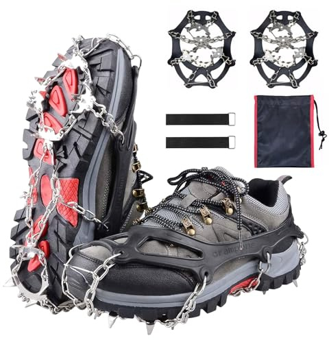 LDBKLGHJ Spikes für Schuhe – Hochwertige Winter Spikes für Damen und Herren, Ideal für Wanderschuhe und Schneeketten – Mit Klettverschluss - Dein zuverlässiger Partner bei Eis und Schnee