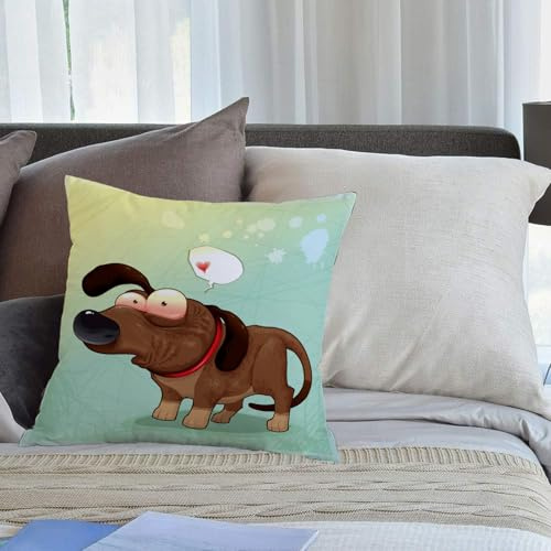 EMCLKS Fundas de Cojín 40x40 cm,Perro Gracioso con Globo. Objetos aislados, Puedes Insertar Cualquier Element,Fundas de Cojín Patio al Aire Libre,Jardín,Sala de Estar,Sofá,Decoración de Casa de Campo