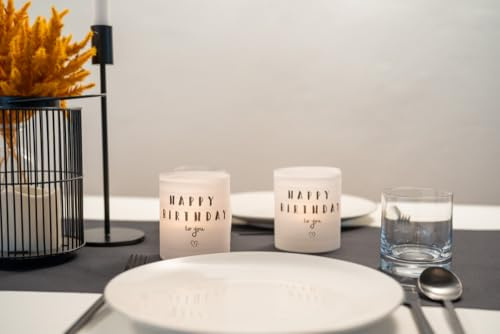 Sovie HORECA Windlicht Banderole „Happy Birthday to You“ aus Transparentpapier, 150 g/m², 12 Stück, 28,5 x 10 cm, stimmungsvolle Tischdeko für Geburtstagsfeiern