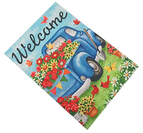Yardwe Doppelseitige Gartenfahnen aus Polyester mit Frühlingsbanner und Vertikalem Truck Design für Garten Dekoration und Außendekoration im Frühling