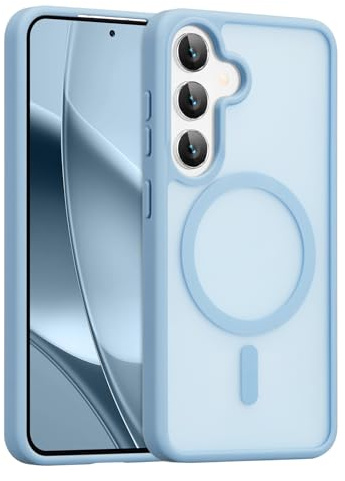 RALEAVO Magnetisch Hülle für Samsung Galaxy A15 für MagSafe, Blau | Für Samsung Galaxy A15 4G/5G Kompatibel mit MagSafe Magnetisch Hülle, Transluzente Matt Stoßfest Schutz Dünn Hülle