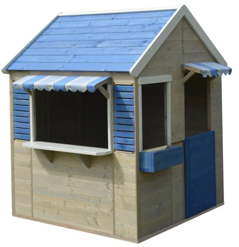 Kangui - Maison de jardin enfant extérieur - Cabane en Bois avec plancher - Toit étanche - Bleu et Blanc