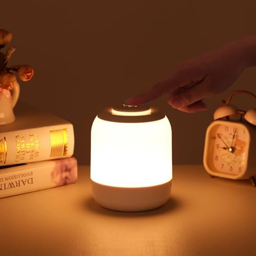 OUSIDE Lampada da Comodino Senza Fili, Touch LED Ricaricabile, 3 Temperature di Colore, Luminosità Regolabile, Luce Notturna per Camera da Letto,Alzarsi di Notte, Allattare, Dormire Con Voi