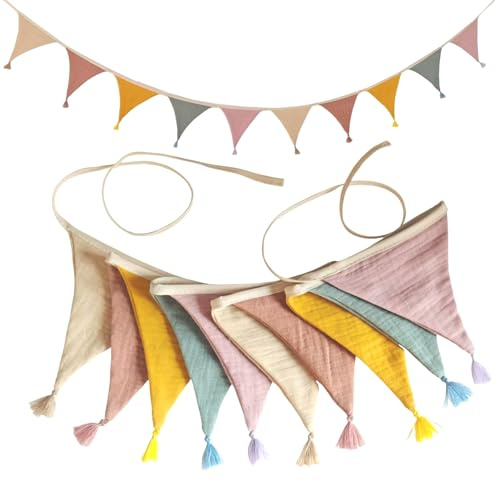 Ovanda Karneval Deko, Wimpelkette Outdoor,2.5m 10 Flaggen Wimpelkette Wetterfest, Einschulung Deko, Regenbogen Girlande Deko für Hochzeit Geburtstag Kinderzimmer Party Garden Dekoration