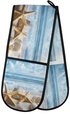 Quteprint Maniques doubles de cuisine matelassées, résistantes à la chaleur, 17,8 x 88,9 cm de long, pour pâtisserie, barbecue, grillades et micro-ondes – Lavable en machine avec boucle de suspension