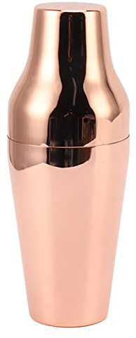 Coctelera de acero inoxidable estilo francés, mezclador de martini de 2 secciones para bar, hogar, camping, picnic (Oro rosa)
