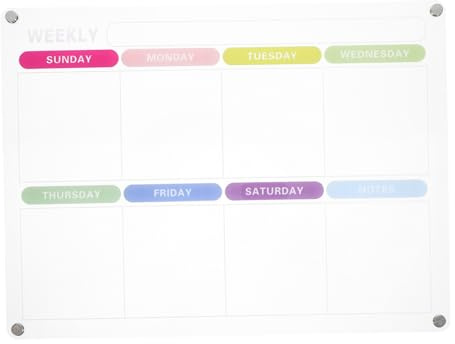 HORIALENCE Tablero Magnético Acrílico de Borrado Seco para Refrigerador Planificador Transparente de Pizarra Reutilizable para Notas y Mensajes el y Oficina